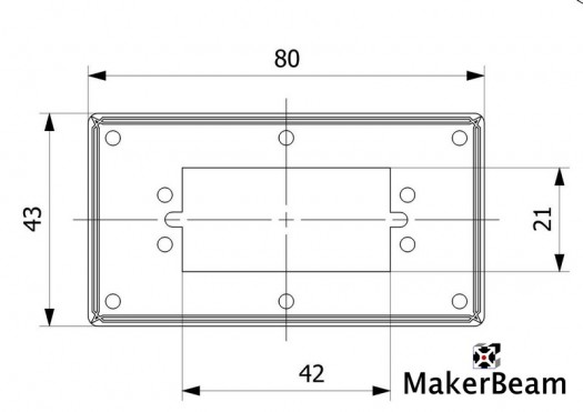Technische Zeichnung MakerBeam Servohalterung