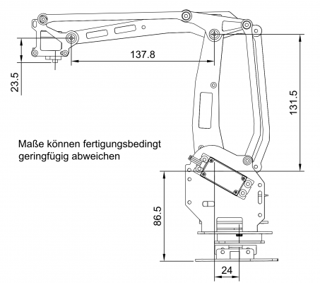 Technische Zeichnung 4 Achs Palettierroboter Bausatz R-E