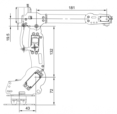 Technische Zeichnung 6 Achs Knickarm Roboter Bausatz R-C
