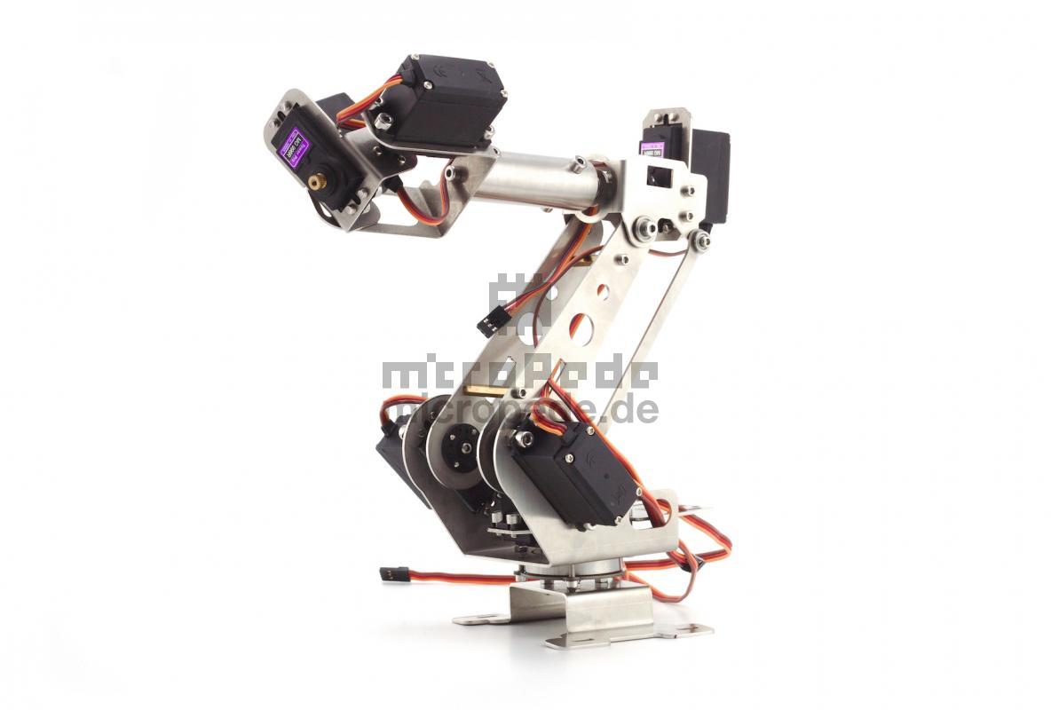 6 Achsen Roboterarm Greifer Edelstahl Mechanische Roboter Arm Bausatz mit Servos 